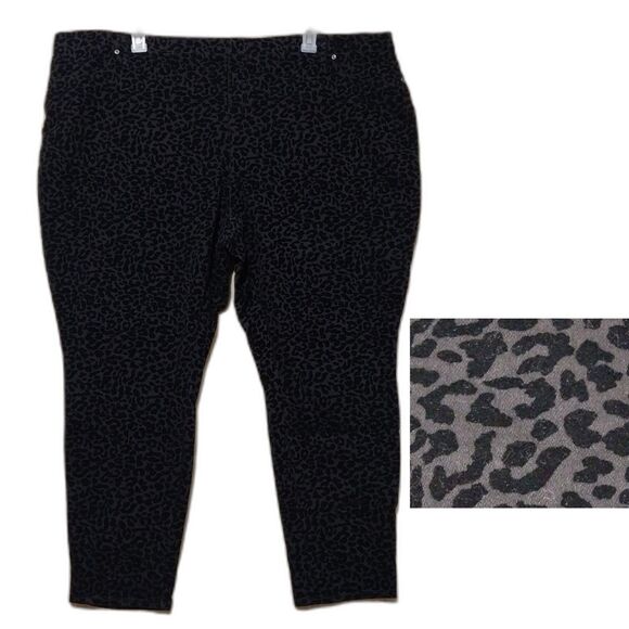 Terra & Sky Pants Women 4X black velvety leopard high rise jegging Whimsygoth - Picture 1 of 8